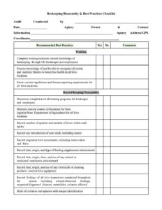 Biosecurity Checklist · Kalamazoo Bee Club